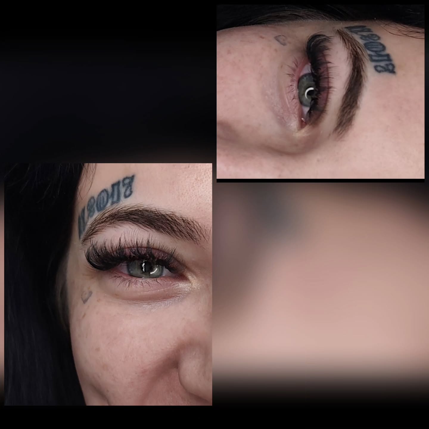 Nahaufnahme einer Wimpernverlängerung mit dichtem, natürlichem Volumen