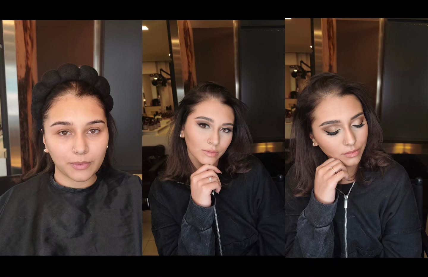 Make-up-Verwandlung von natürlich zu definiertem Tages-Look